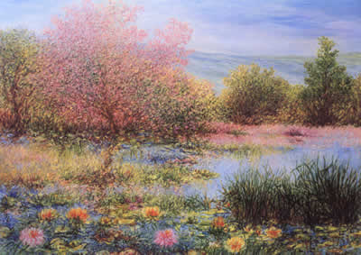 Marisa Benetti, Lungo il fiume, olio su tela, cm70x100